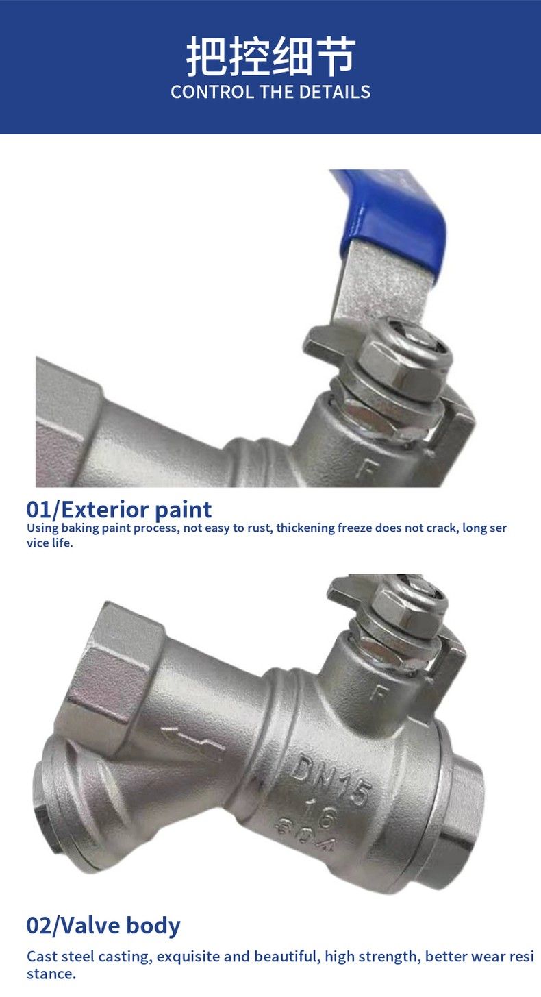 Stainless steel ball valve with filter